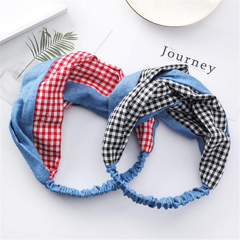 Bandeau cheveux à carreaux Vichy